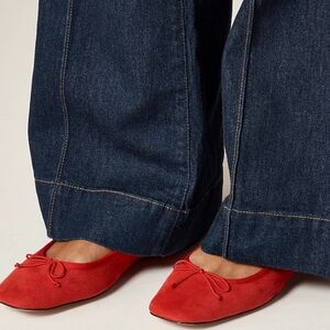 J. Crew Quinn Ballet Flats in Red Leather Suede